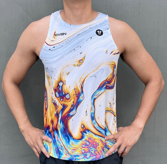 Sven Activewear white running singlet on model front