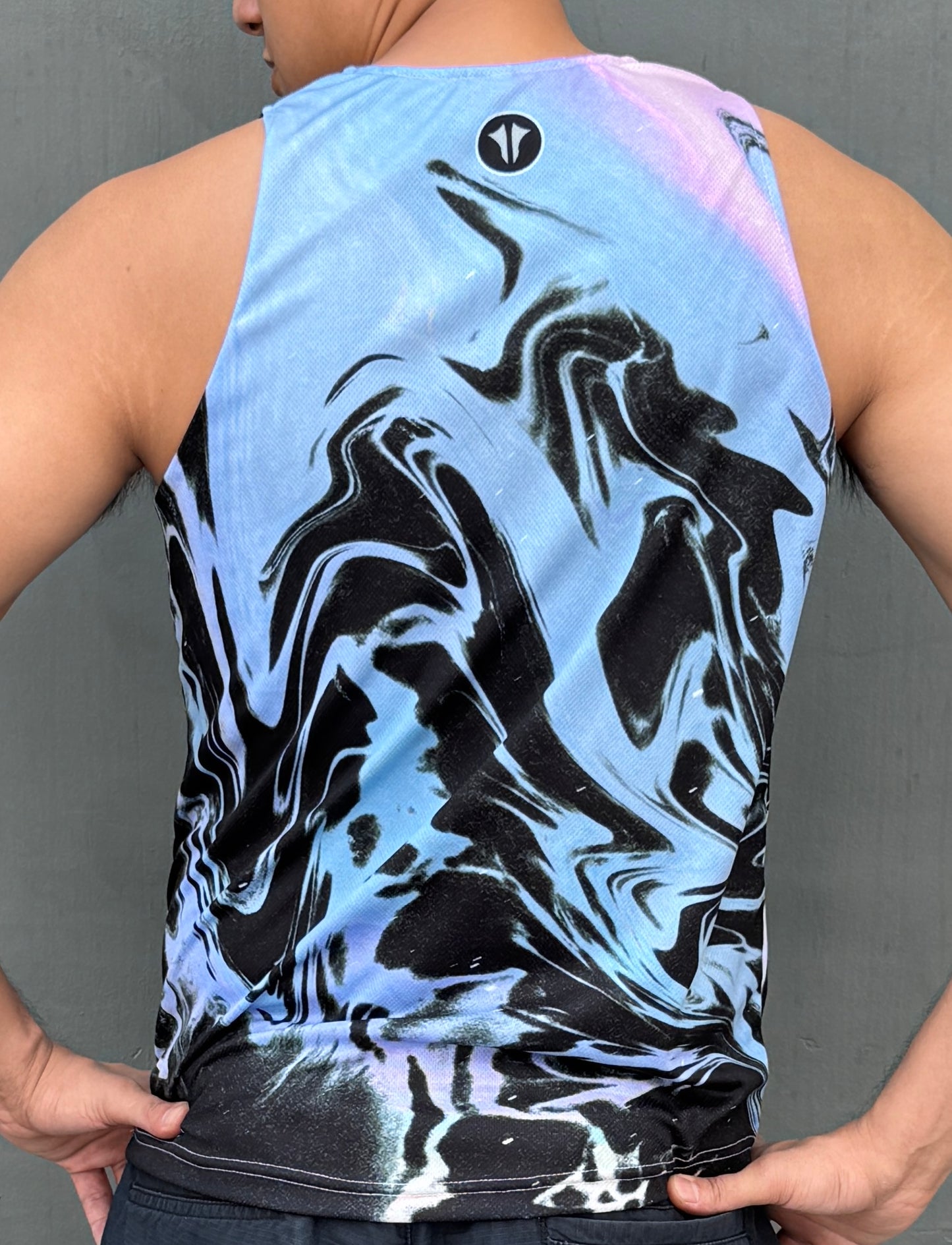 Sven Activewear black running singlet on model back